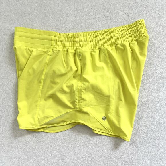 Lululemon Women Hotty Hot High-Rise Short 4" Neon Highlight Yellow Workout HR 14 - Picture 5 of 8